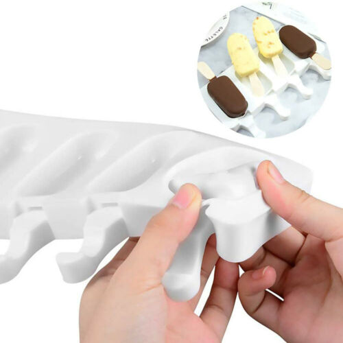 Ice Cream Molds Popsicle Molds Silicone 4 Cavities Homemade Maker Oval Mold USA - Fresh Stock Dated February 2026