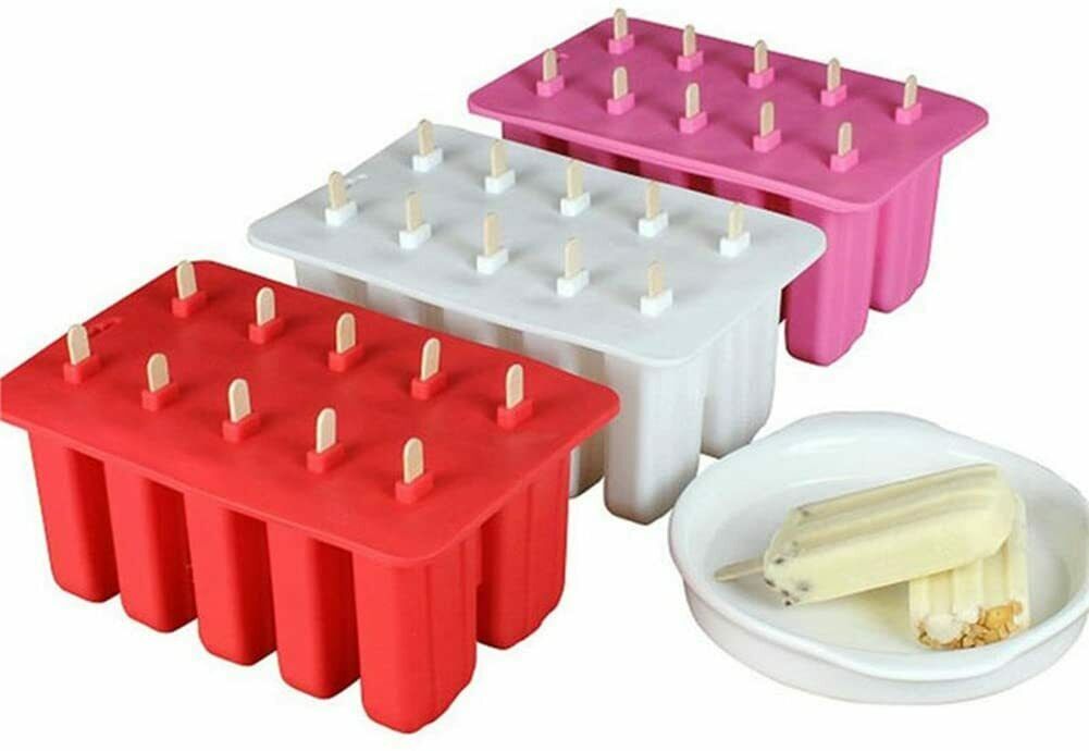 Ice Cream Popsicle Frozen Mold Silicone Lolly Pop Maker Mould Ice Tray Cover Lid - Fresh Stock Dated February 2026