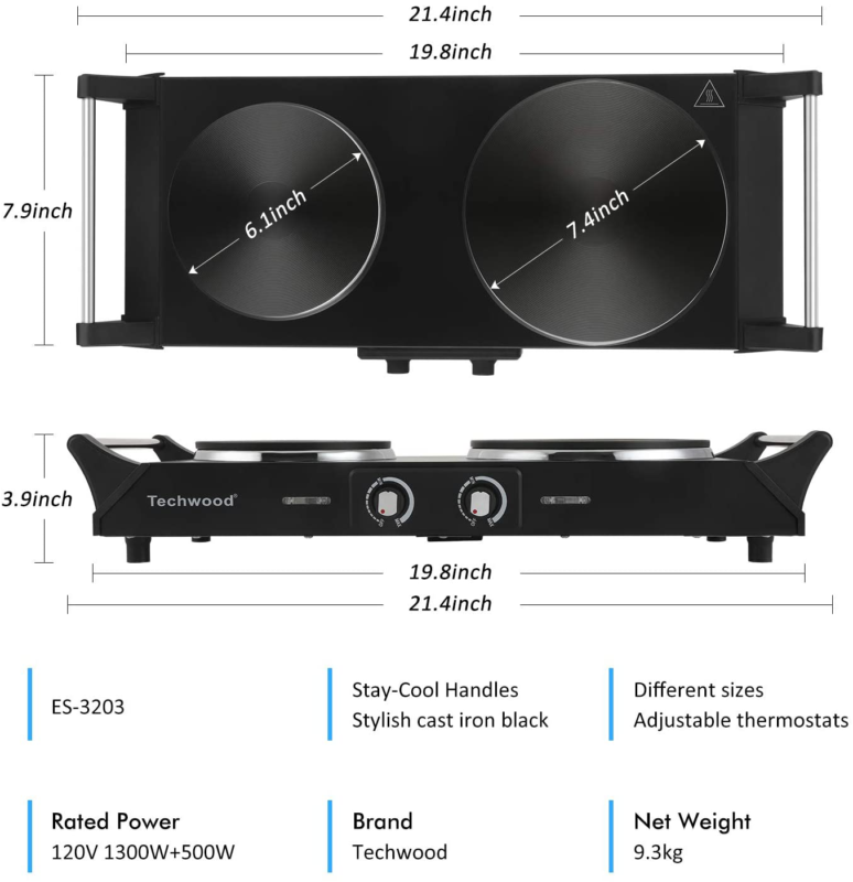 Hot Plate Electric Double Burner 1800W Portable Burner Adjustable Temperature - Fresh Stock Dated February 2026
