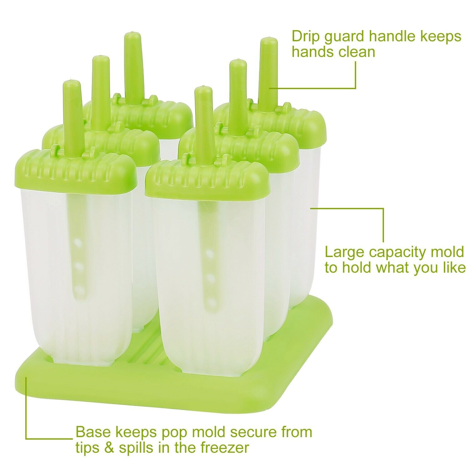 6Pcs Frozen Popsicle Molds DIY Ice Cream Pop Maker Freezer Tray Fruit with Stick - Fresh Stock Dated February 2026