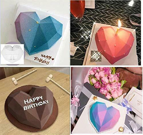 8 Cup Diamond Heart Shaped Cake Mold Tray 4 Cavities Popsicle Molds Ice Pop M... - Fresh Stock Dated February 2026
