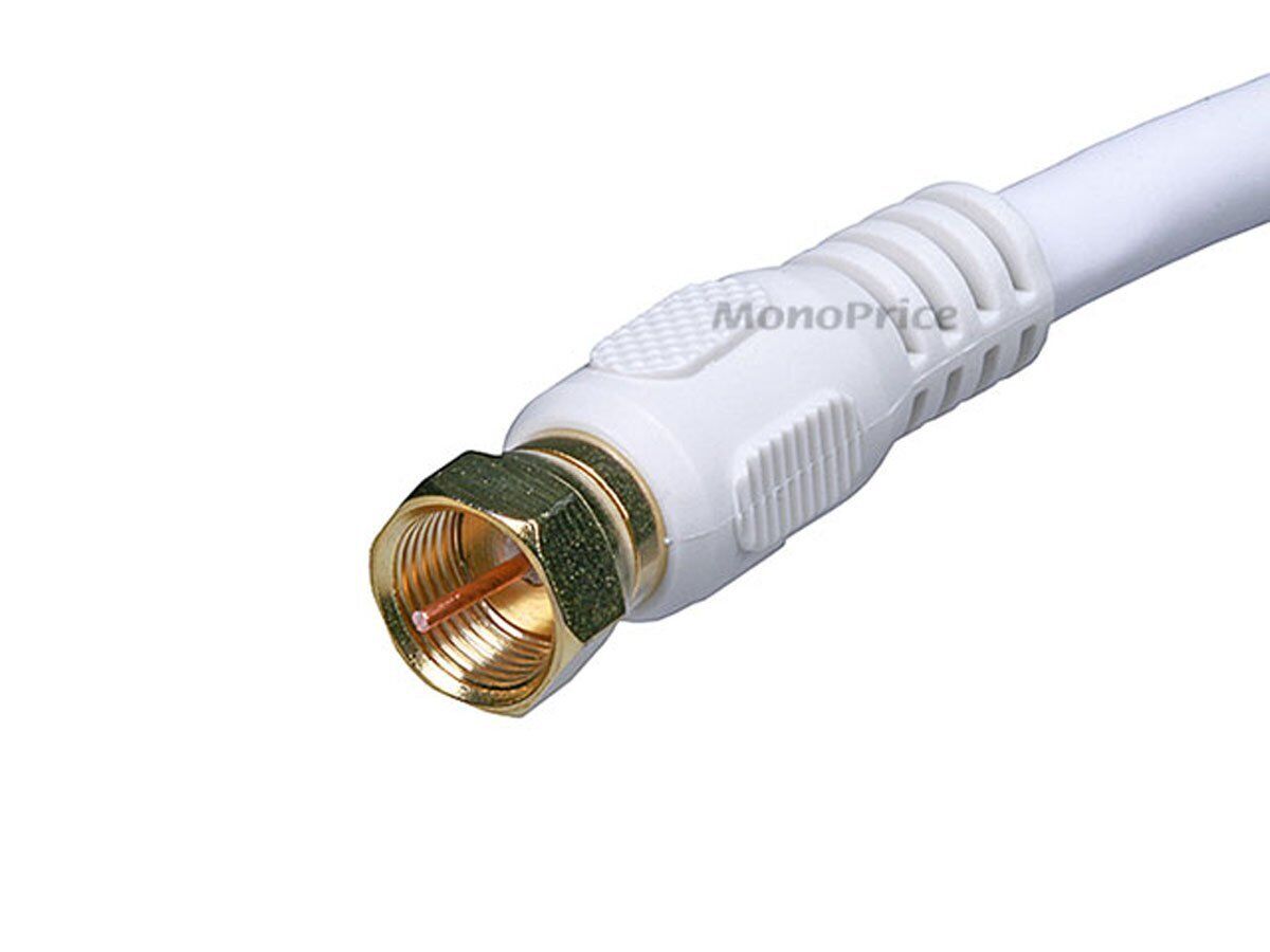 Monoprice 10ft RG6 (18AWG) 75Ohm, Quad Shield, CL2 Coaxial Cable - White - Fresh Stock Dated December 2025