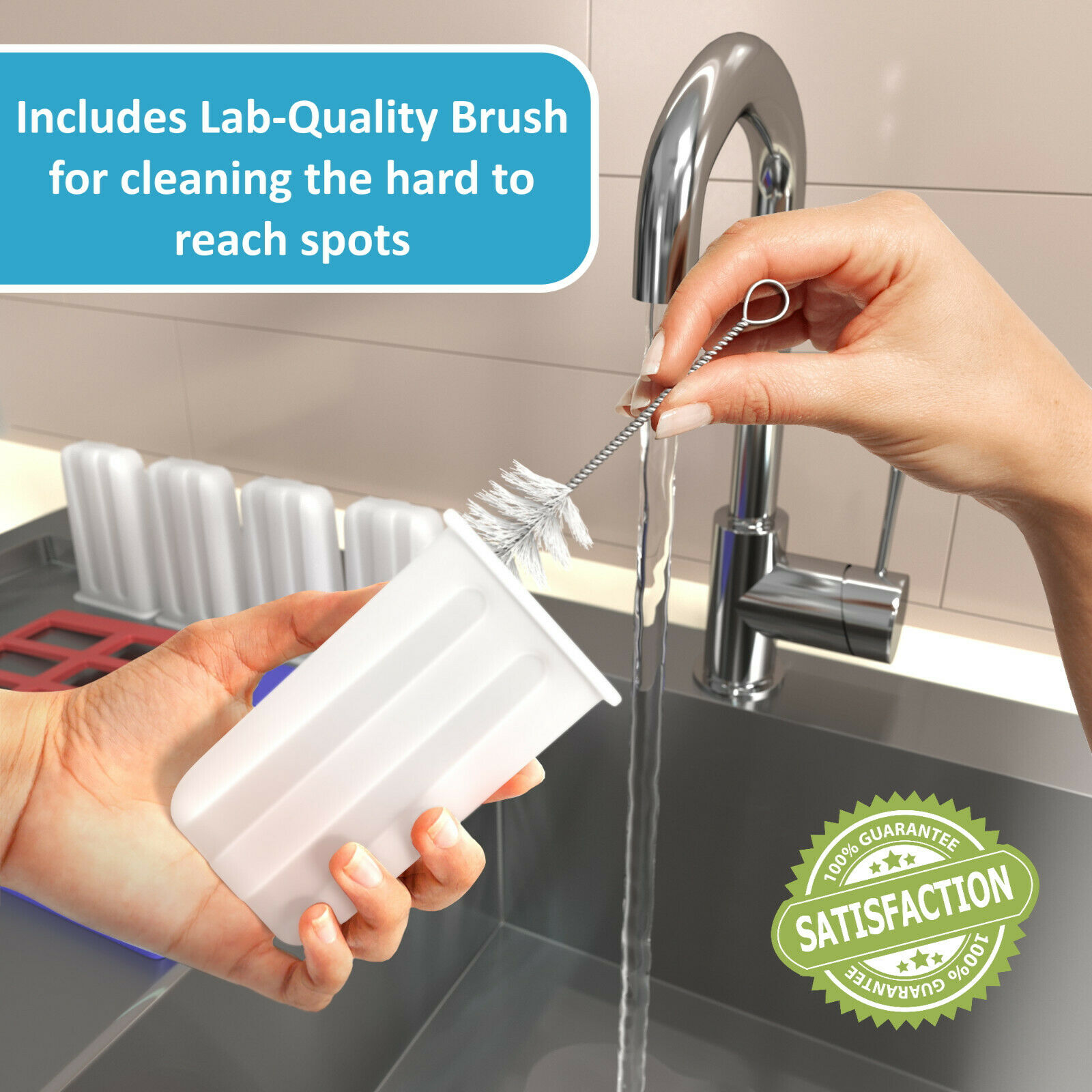 USA BPA FREE Frozen Popsicle Molds, Ice Cream Pop Maker Freezer Tray Fruit Kit - Fresh Stock Dated January 2026