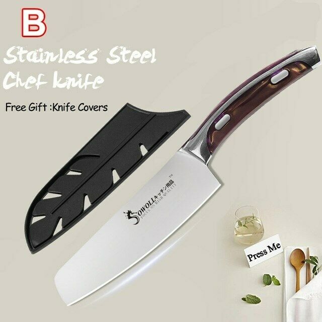 3Pcs Kitchen Knife Set Stainless Steel Utility Chef Chopping Meat Cleaver Knives - Fresh Stock Dated February 2026