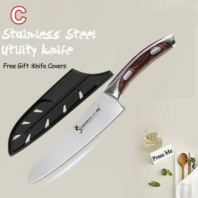 3Pcs Kitchen Knife Set Stainless Steel Utility Chef Chopping Meat Cleaver Knives - Fresh Stock Dated February 2026