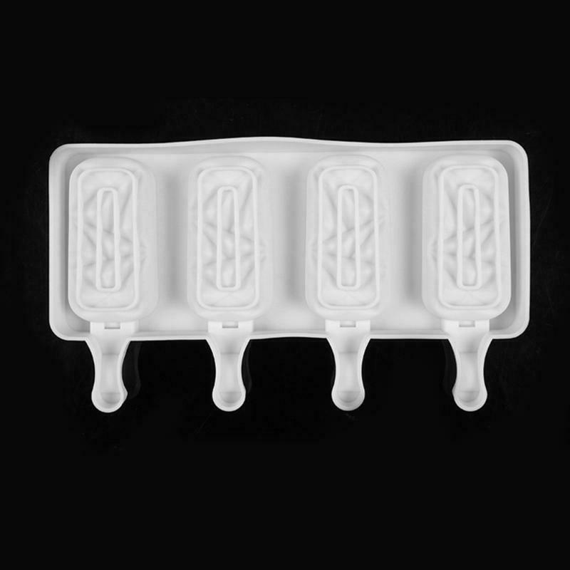 4 Cells Popsicle Tray Silicone Mold DIY Ice Cream Mould Pan Summer Party Tools - Fresh Stock Dated January 2026