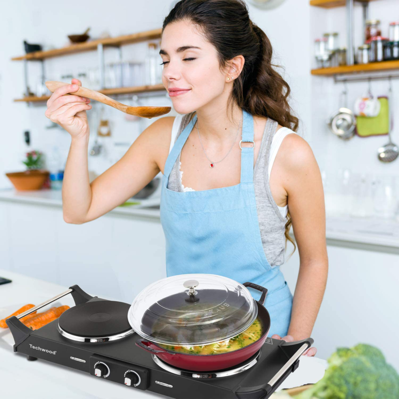 Hot Plate Electric Double Burner 1800W Portable Burner Adjustable Temperature - Fresh Stock Dated February 2026