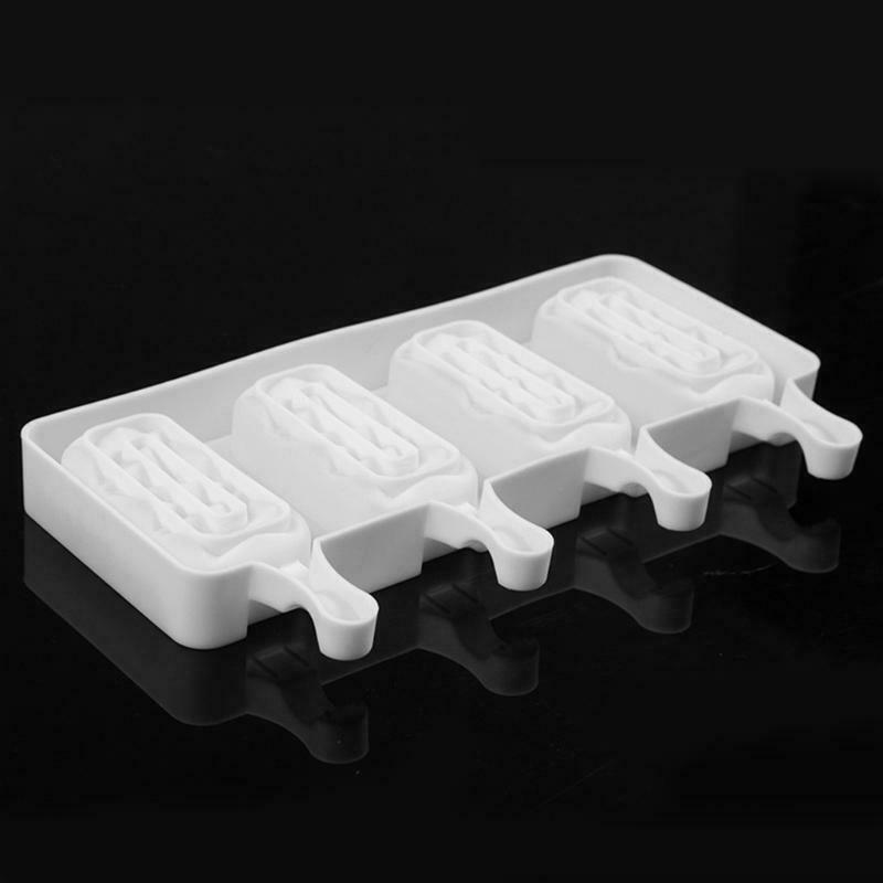 4 Cells Popsicle Tray Silicone Mold DIY Ice Cream Mould Pan Summer Party Tools - Fresh Stock Dated January 2026