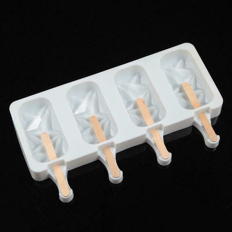 4 Cells Popsicle Tray Silicone Mold DIY Ice Cream Mould Pan Summer Party Tools - Fresh Stock Dated January 2026