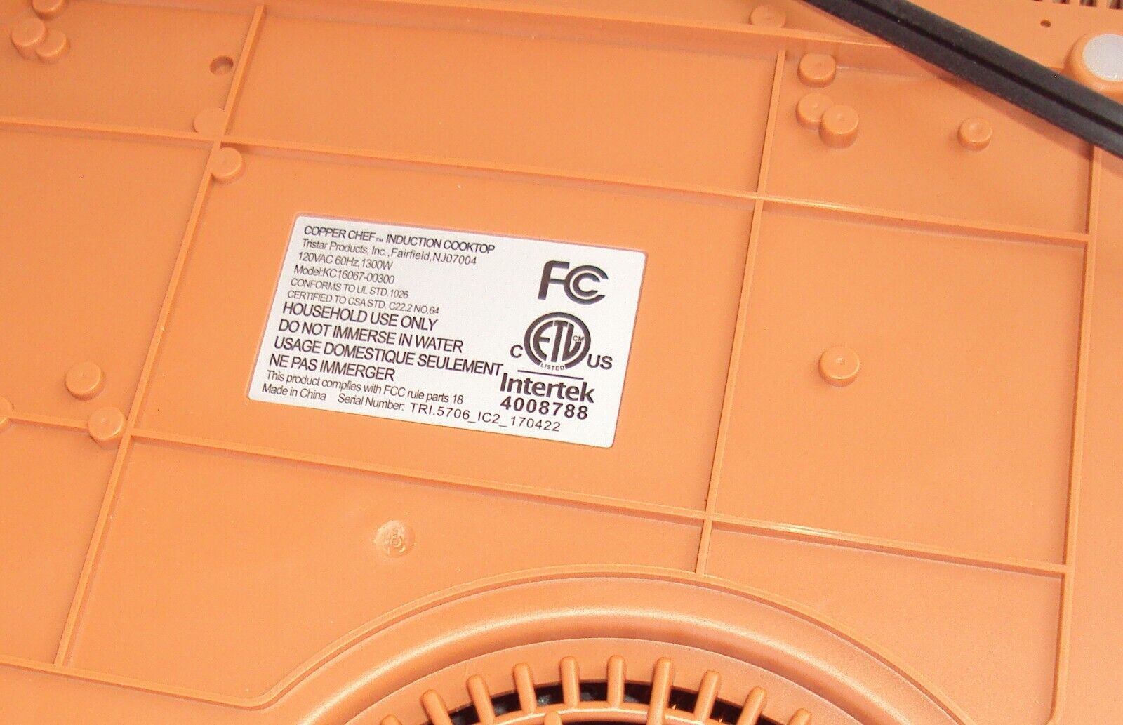 COPPER CHEF INDUCTION COOKTOP PORTABLE COUNTERTOP - KC16067-00300 - TESTED - Fresh Stock Dated February 2026