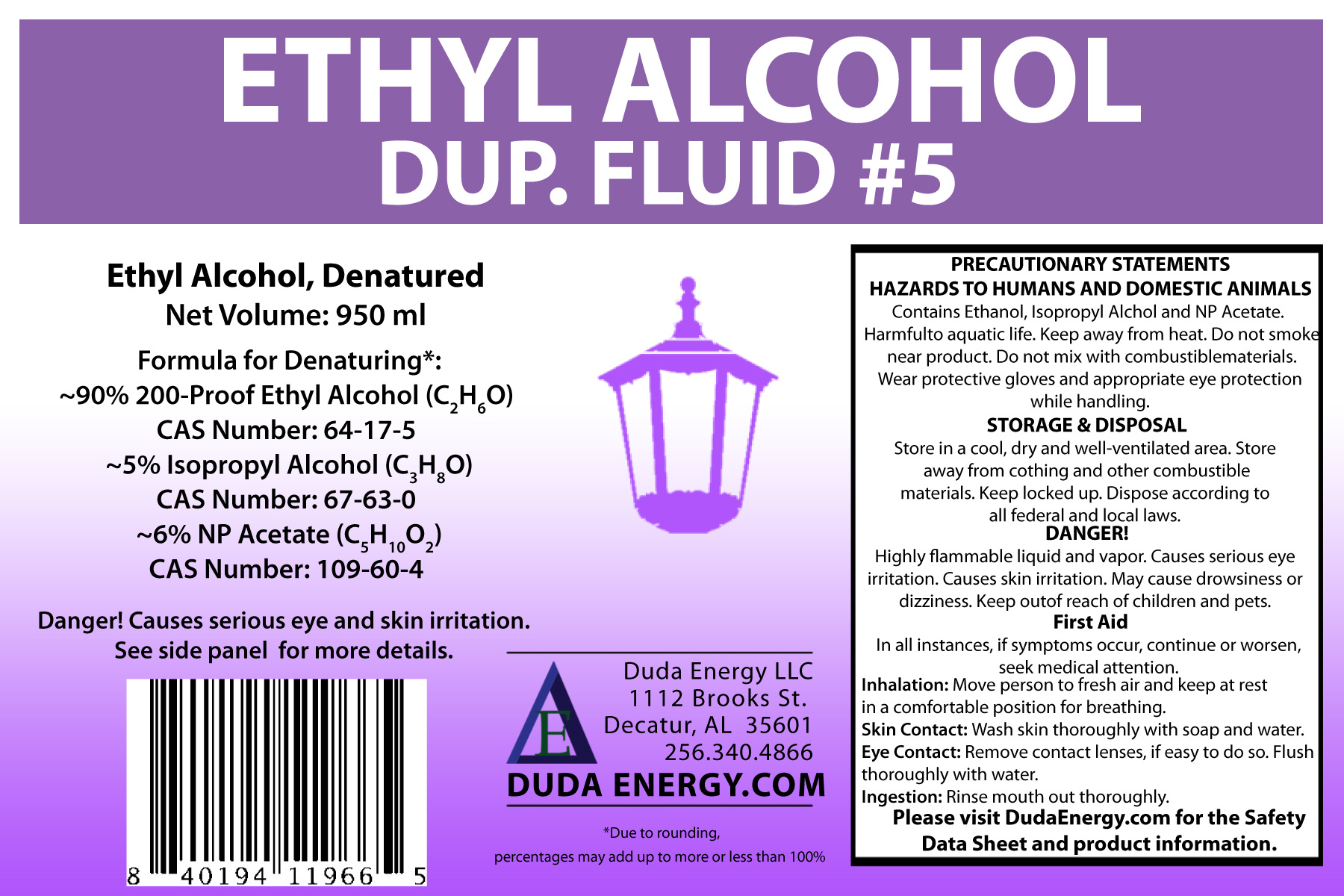 Denatured Ethanol, Formulated from 200 Proof Ethyl Alcohol Lantern Fire Starter - Fresh Stock Dated January 2026