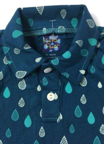 KicKee Pants Baby Boys' Print Polo Romper in Peacock Rain Drops Size 3-6 Months - Fresh Stock Dated December 2025