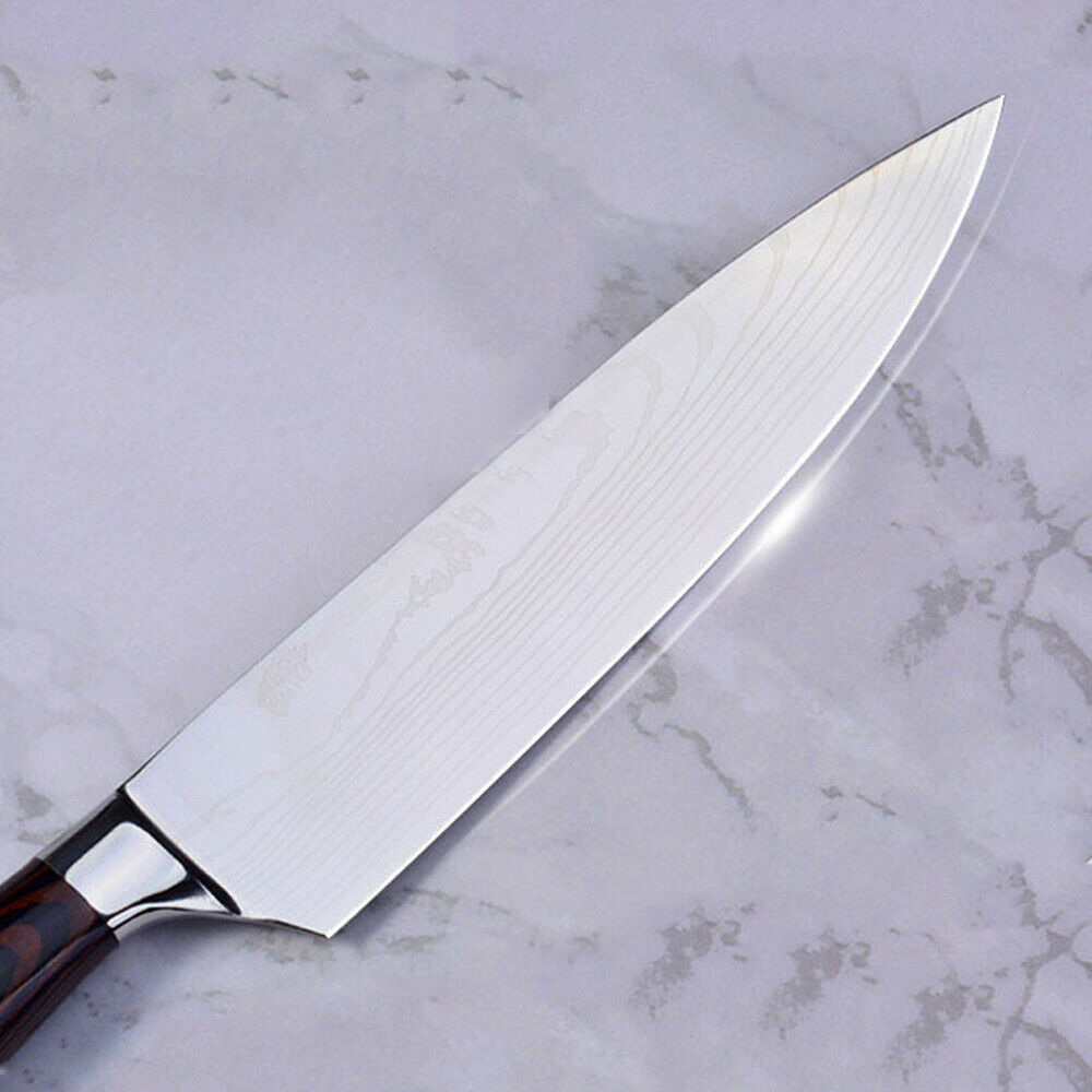 5 Piece Kitchen Knives Set Japanese Damascus Pattern Stainless Steel Chef Knife - Fresh Stock Dated January 2026