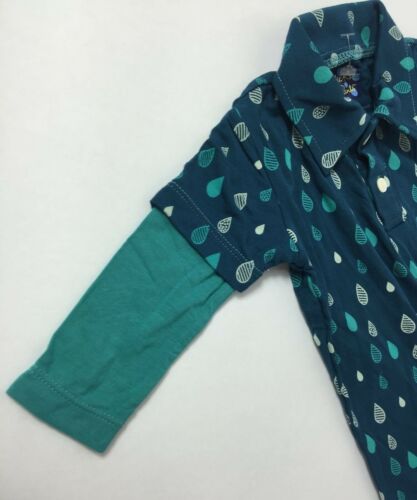 KicKee Pants Baby Boys' Print Polo Romper in Peacock Rain Drops Size 3-6 Months - Fresh Stock Dated December 2025