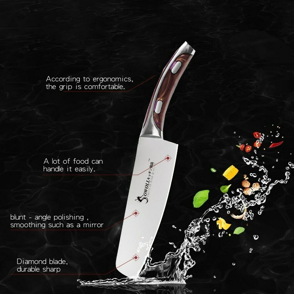 3Pcs Kitchen Knife Set Stainless Steel Utility Chef Chopping Meat Cleaver Knives - Fresh Stock Dated February 2026
