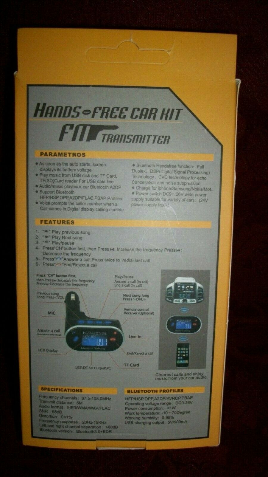 MUSIC & TALKING HANDS FREE CAR KIT TRANSMITTER BLUETOOTH FM FOR SAMSUNG,NOKIA,MO - Fresh Stock Dated December 2025