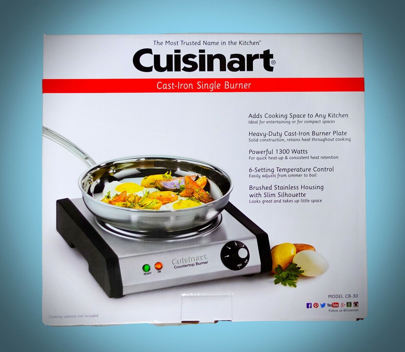 Cuisinart Cast-Iron Single Burner Stainless Steel CB-30 Portable Electric Stove - Fresh Stock Dated February 2026