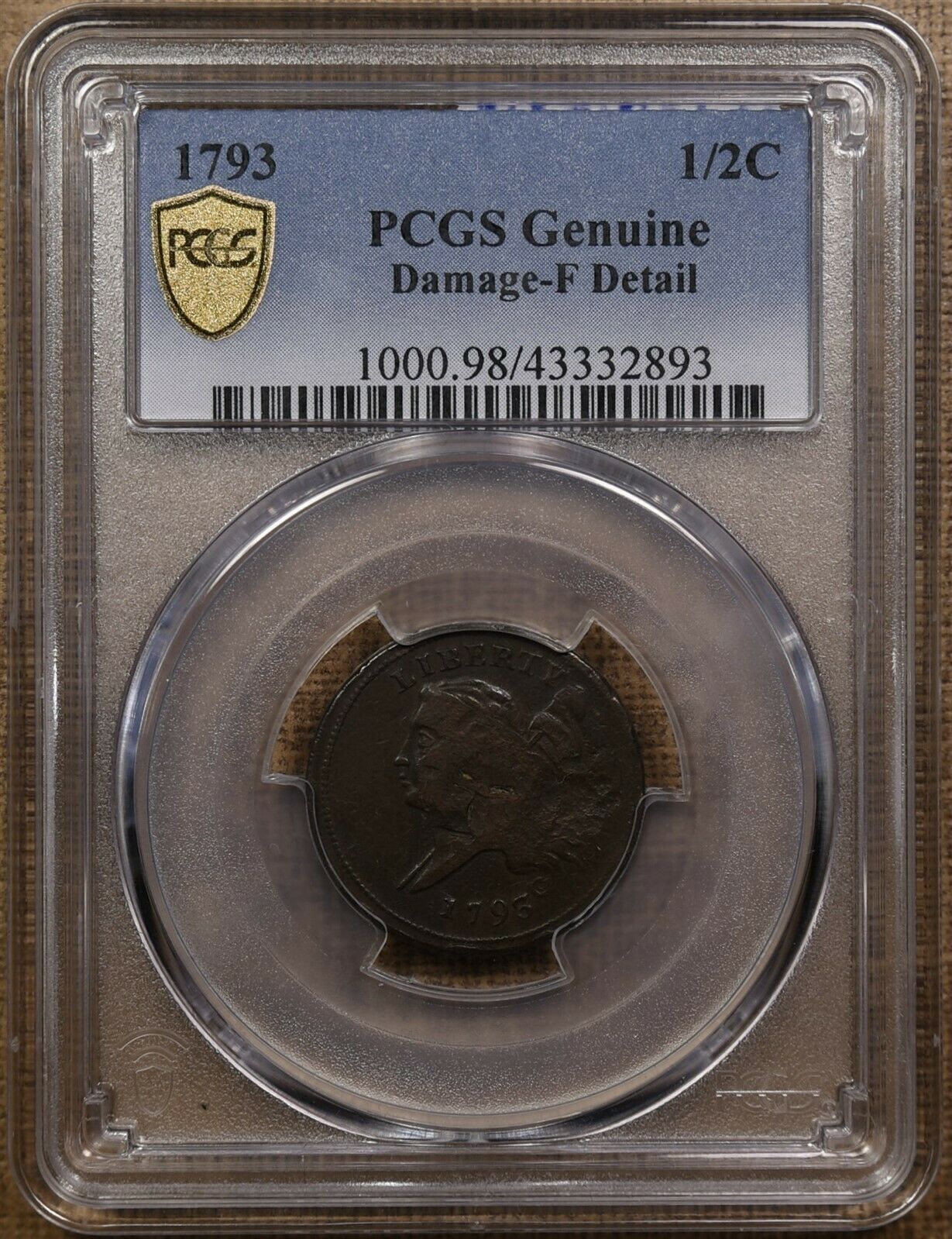 1793 C.4 Half cent, PCGS F det...NOT! Really XF det w/luster! DavidKahnRareCoins - Fresh Stock Dated December 2025