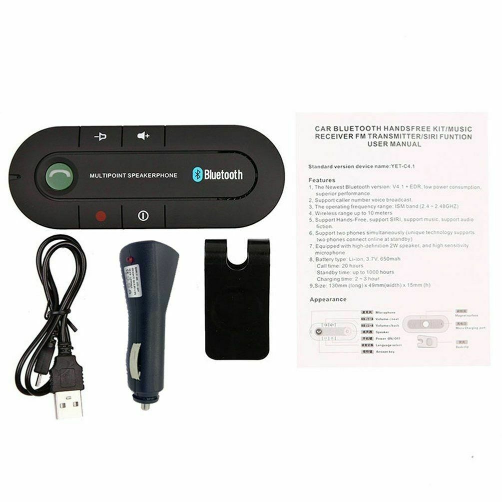 Car Speakerphone Multipoint Speaker Bluetooth Wireless Visor Kit Hands Free MP3 - Fresh Stock Dated December 2025