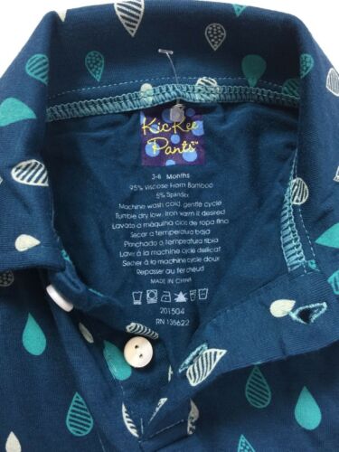 KicKee Pants Baby Boys' Print Polo Romper in Peacock Rain Drops Size 3-6 Months - Fresh Stock Dated December 2025