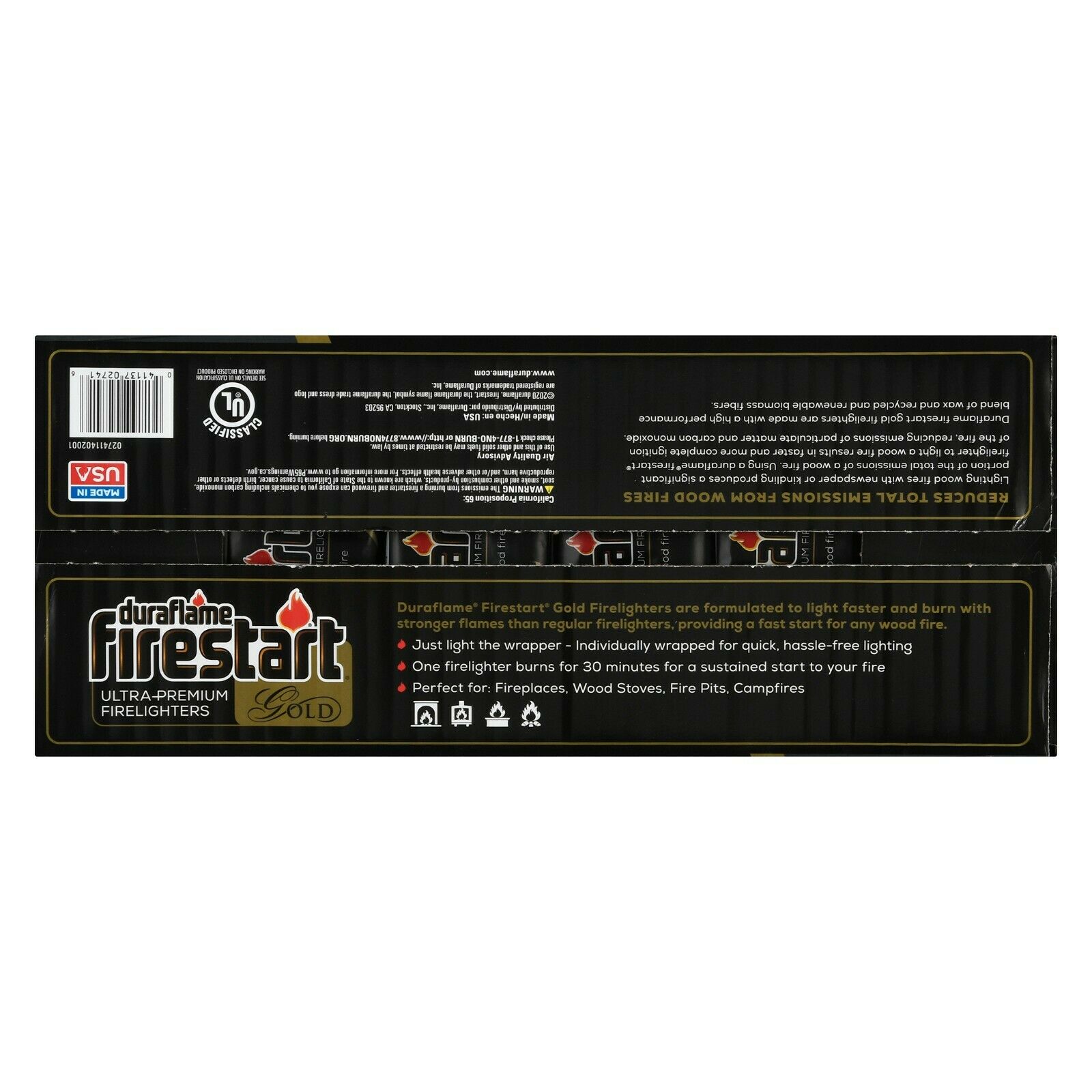 Duraflame Firestart Gold Ultra Premium Fire Starter 24-Pk Just light the wrapper - Fresh Stock Dated December 2025