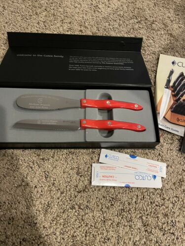 Cutco 1768 Spatula Spreader and 1766 Santoku Knife Red Handle Promo Set - Fresh Stock Dated January 2026