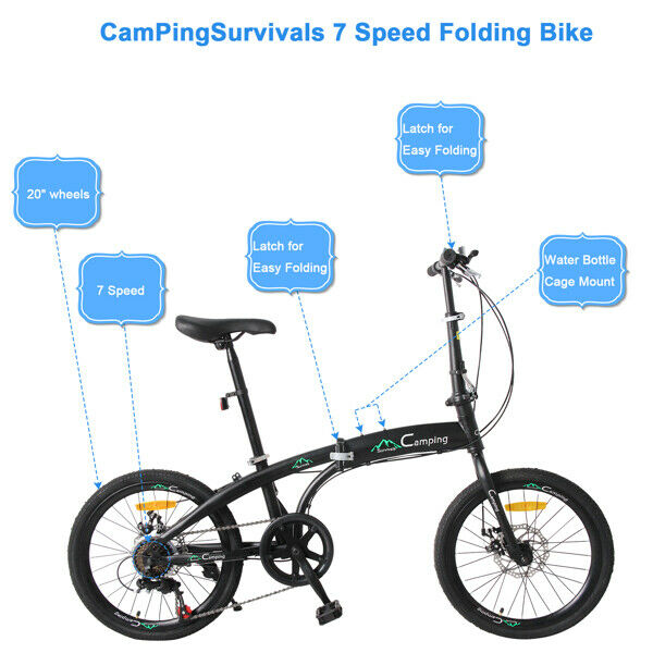 20 In High Carbon Steel Bearing 100kg 7 Speed Foldable Adult Leisure Bicycle - Fresh Stock Dated January 2026