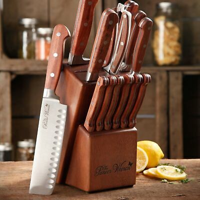 The Pioneer Woman Frontier Collection 14-Piece Cutlery Set with Wood Block, - Fresh Stock Dated January 2026