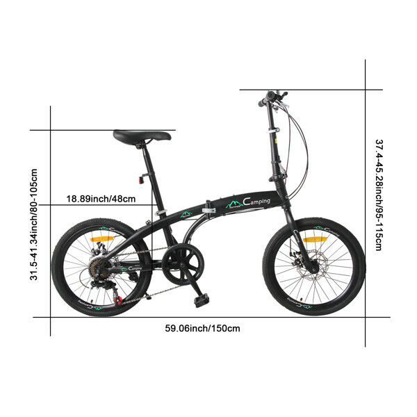 20 In High Carbon Steel Bearing 100kg 7 Speed Foldable Adult Leisure Bicycle - Fresh Stock Dated January 2026