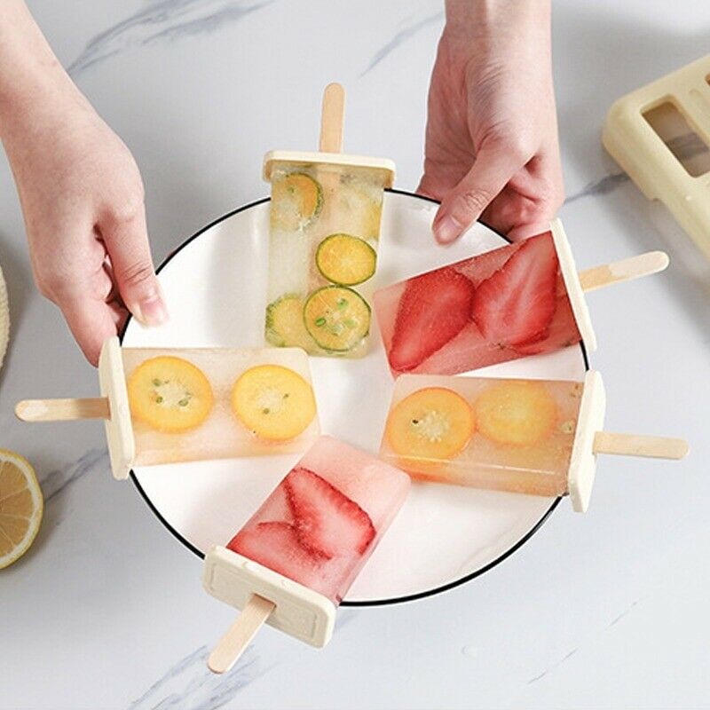 9 Frozen Popsicle Molds Ice Cream Pop Maker Freezer Tray Fruit with Stick Summer - Fresh Stock Dated February 2026