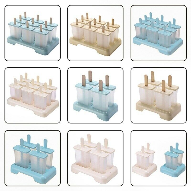 9 Frozen Popsicle Molds Ice Cream Pop Maker Freezer Tray Fruit with Stick Summer - Fresh Stock Dated February 2026