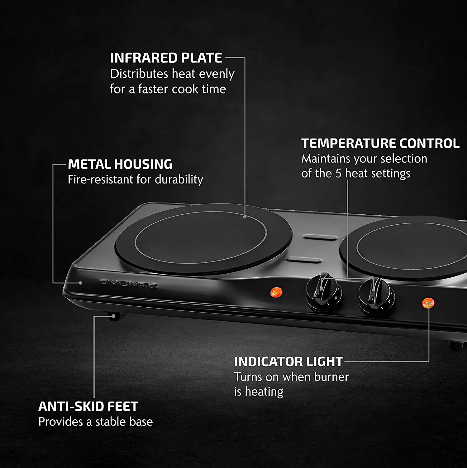 Electric Double Burner Ceramic Infrared Glass Hot Plate Cooktop Portable Stove - Fresh Stock Dated February 2026