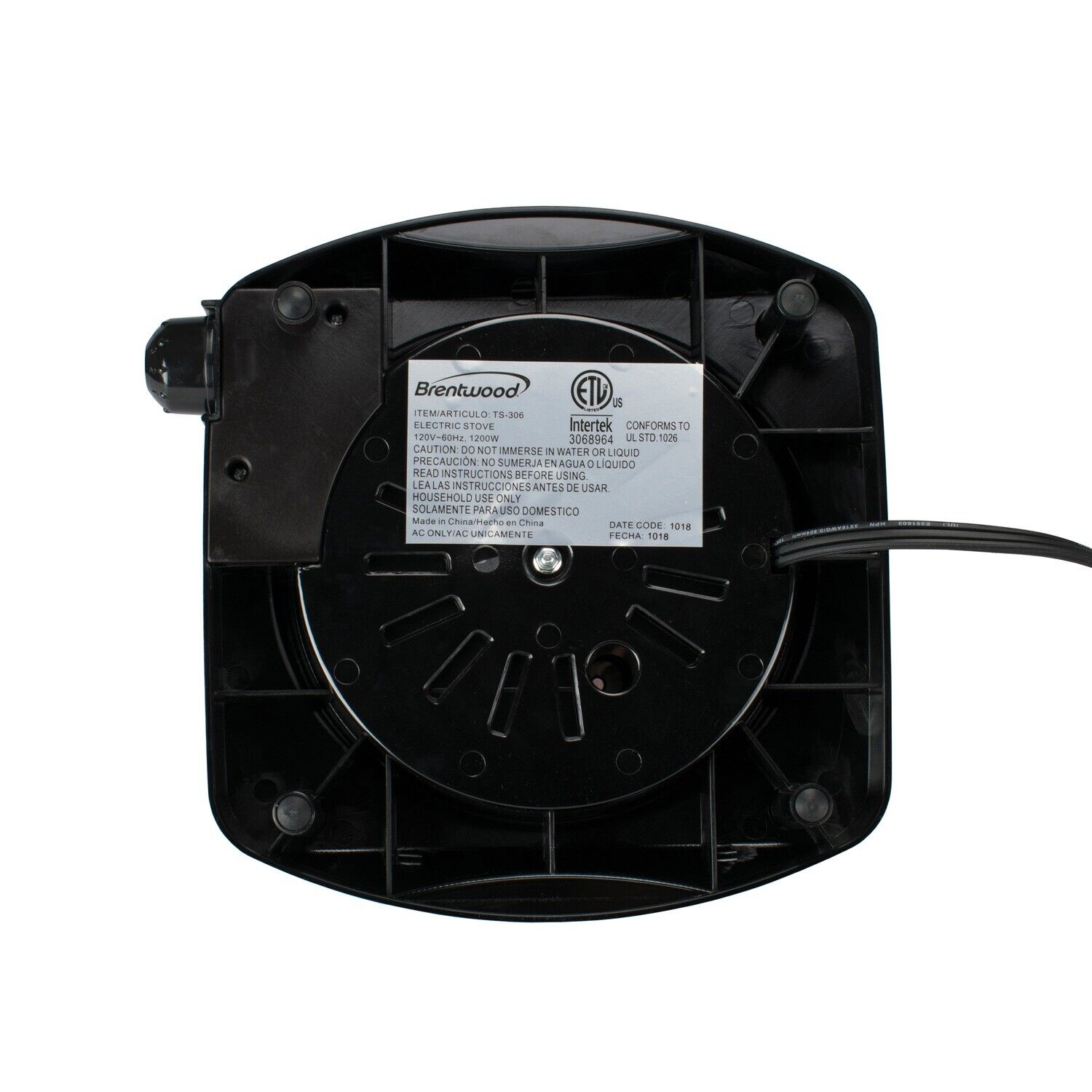 Brentwood TS-306 1,200 Watt Single Electric Burner - Fresh Stock Dated February 2026