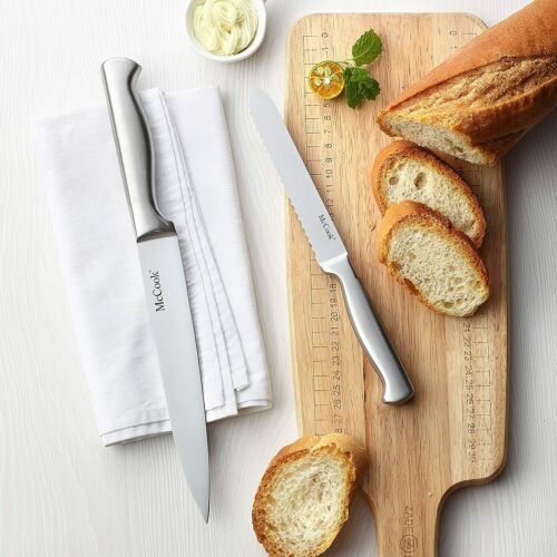 McCook MC21 15 Pieces Kitchen Knife Cutlery Set with Block Built-in Sharpener - Fresh Stock Dated January 2026