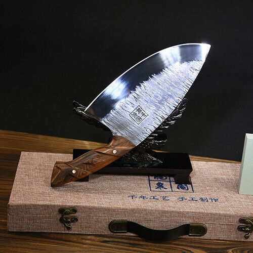 Cleaver Knife Handmade Forged Steel Wood Handle Hammered Chef Slicing Chopping - Fresh Stock Dated January 2026