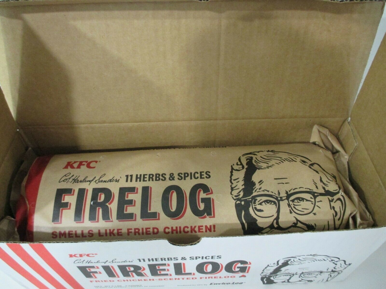KFC Fire Log Kentucky Fried Chicken 11 Herbs Spices Enviro Log USA New Sealed - Fresh Stock Dated December 2025