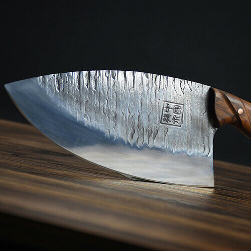 Cleaver Knife Handmade Forged Steel Wood Handle Hammered Chef Slicing Chopping - Fresh Stock Dated January 2026
