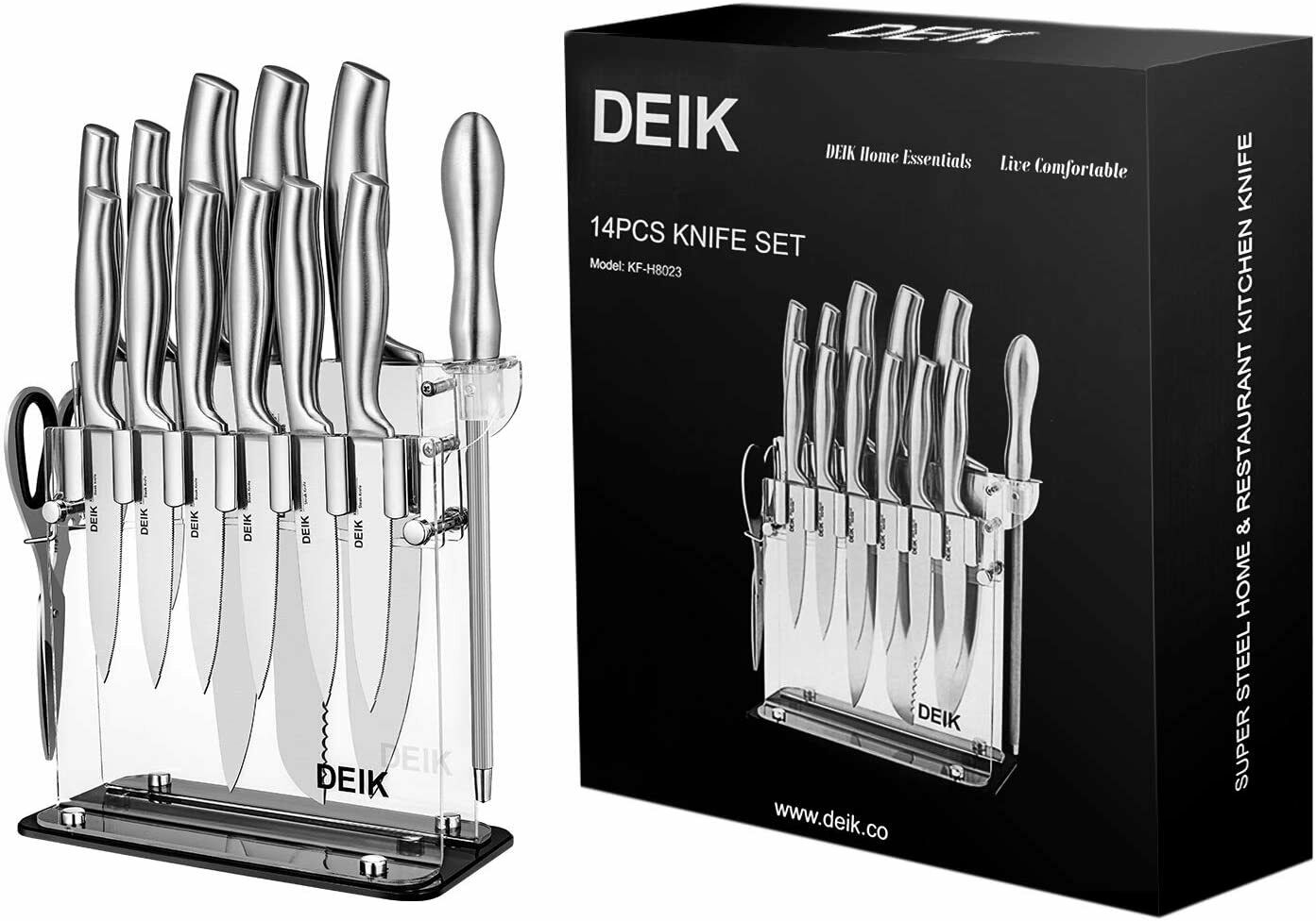 DEIK Knife Set High Carbon Stainless Kitchen Knife Set 14 PCS KF-HB8023 - Fresh Stock Dated January 2026