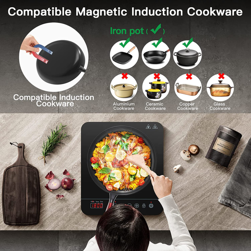 Aobosi Induction Hob, Portable Induction Cooktop With 9 Power Levels And 10 Temp - Fresh Stock Dated February 2026