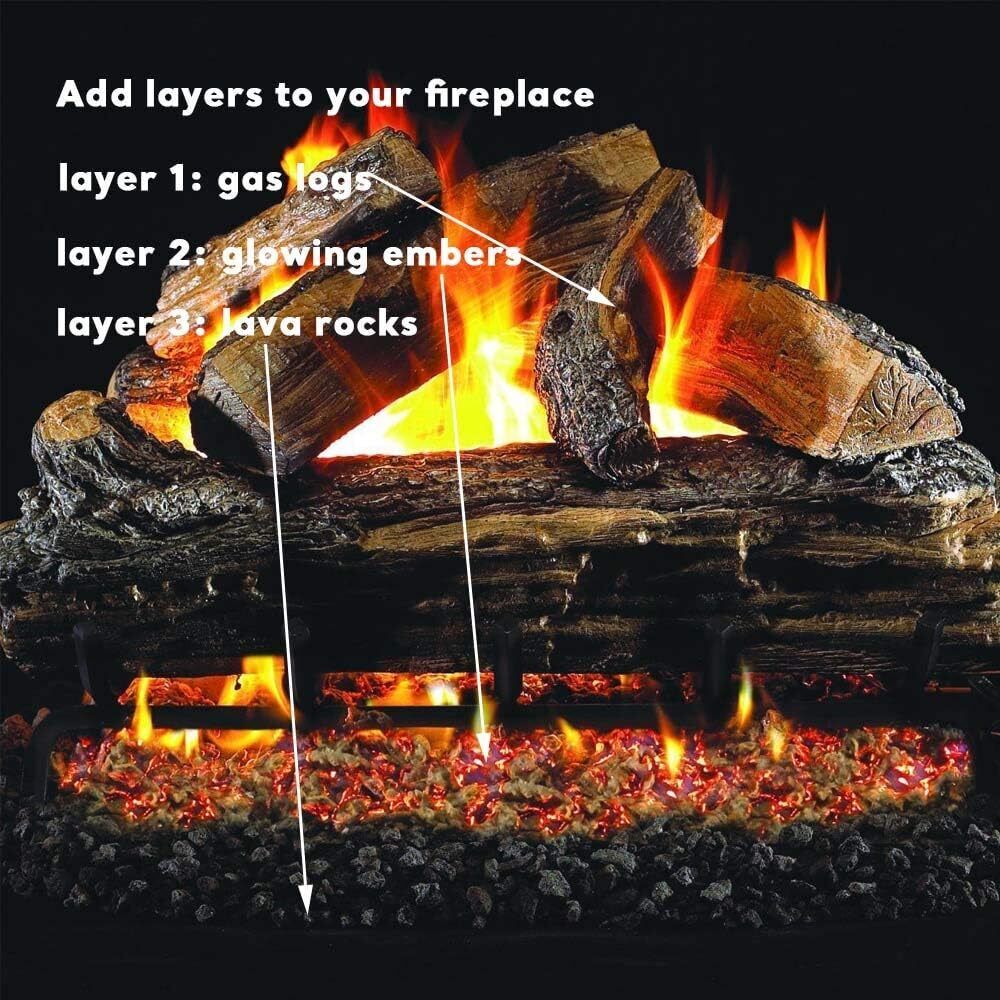 Gas Fireplace Embers, 6 Oz Rock Wool Glowing Embers for Gas Logs Fireplace - Fresh Stock Dated January 2026
