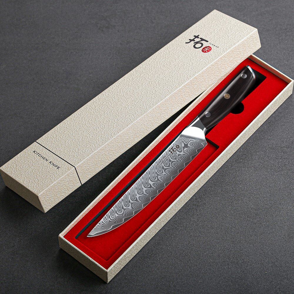 TURWHO 8inch Slicing Knife Japanese VG10 Damascus Steel Kitchen Carving Knives - Fresh Stock Dated January 2026