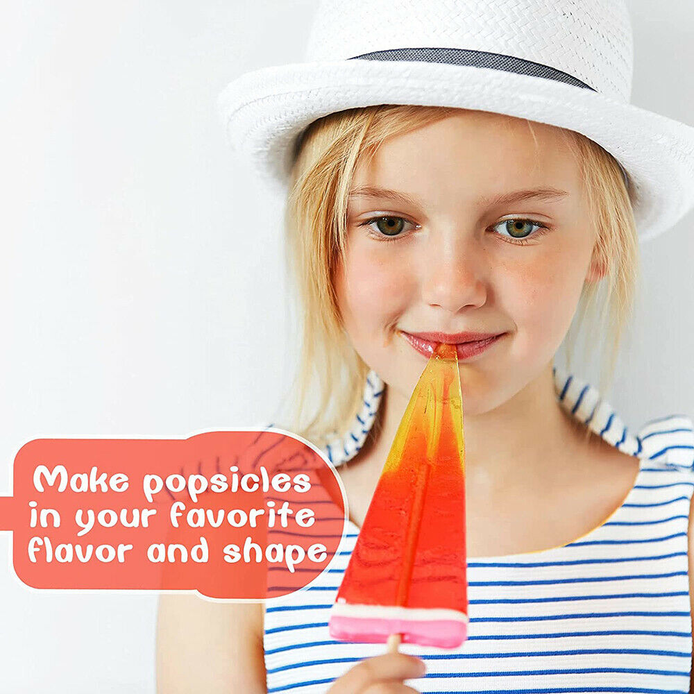 200Pcs Popsicle Bags Self Stick Ice Cream Pouches with 100Pcs Wooden Sticks DIY - Fresh Stock Dated February 2026
