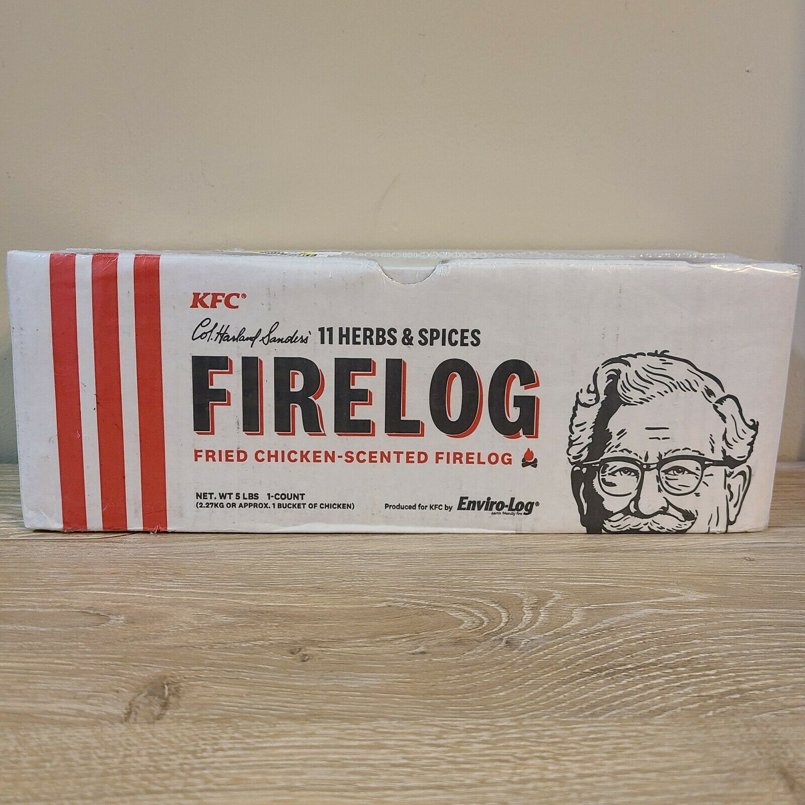 KFC FIRE LOG 11 HERBS & SPICES ENVIROLOG KENTUCKY FRIED CHICKEN FIRE LOG - Fresh Stock Dated December 2025