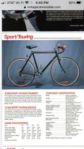 Vintage 1984 Cannandale ST500 Road/Touring Bicycle 21” Aluminum ￼Frame Bike Mens - Fresh Stock Dated December 2025