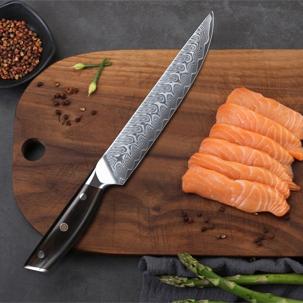 TURWHO 8inch Slicing Knife Japanese VG10 Damascus Steel Kitchen Carving Knives - Fresh Stock Dated January 2026