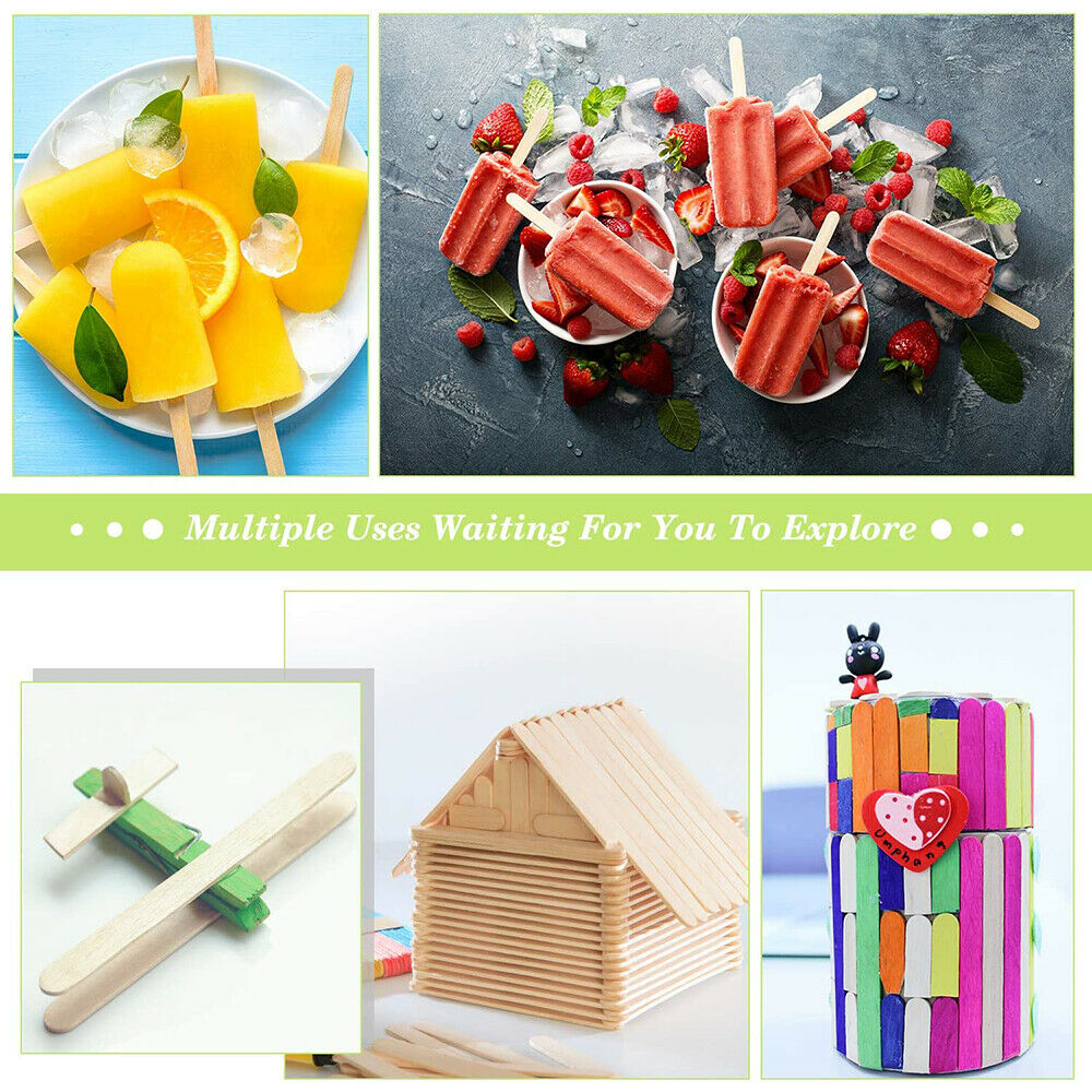 200Pcs Popsicle Bags Self Stick Ice Cream Pouches with 100Pcs Wooden Sticks DIY - Fresh Stock Dated February 2026