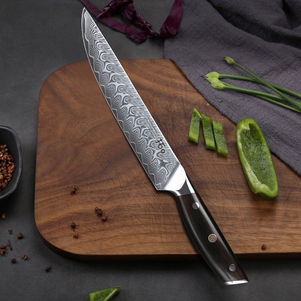 TURWHO 8inch Slicing Knife Japanese VG10 Damascus Steel Kitchen Carving Knives - Fresh Stock Dated January 2026