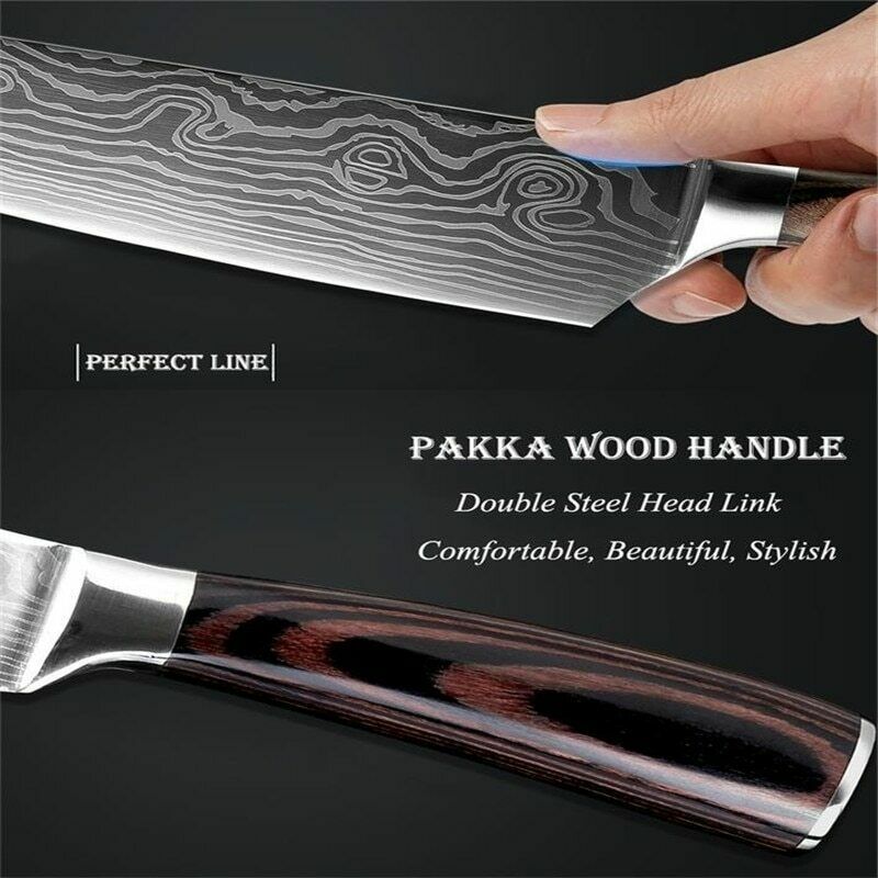 Stainless 8 Pcs Professional Knives Set Damascus Chef's Style Knife Kitchen Tool - Fresh Stock Dated January 2026