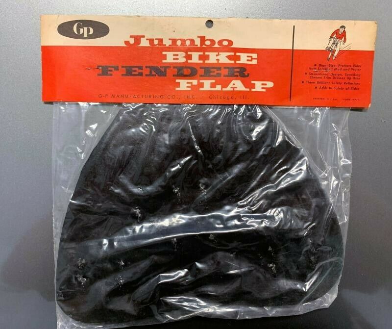 Vintage Original Antique GP Black Bicycle Mud Flap SCHWINN NOS - Fresh Stock Dated December 2025