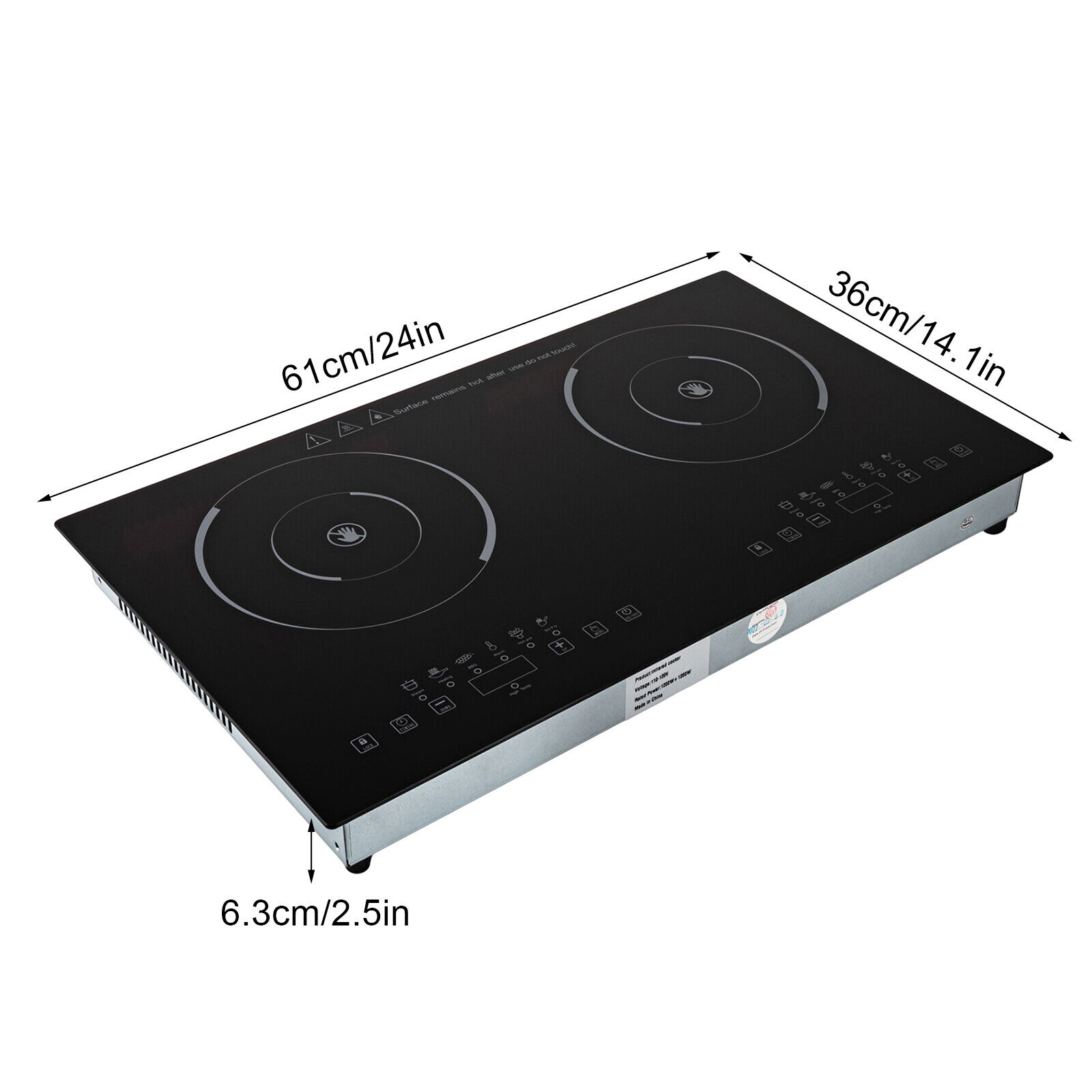 24inch Electric Cooktop 2*Burner 110V Electric Stove 1min-3H Timer Touch Control - Fresh Stock Dated February 2026